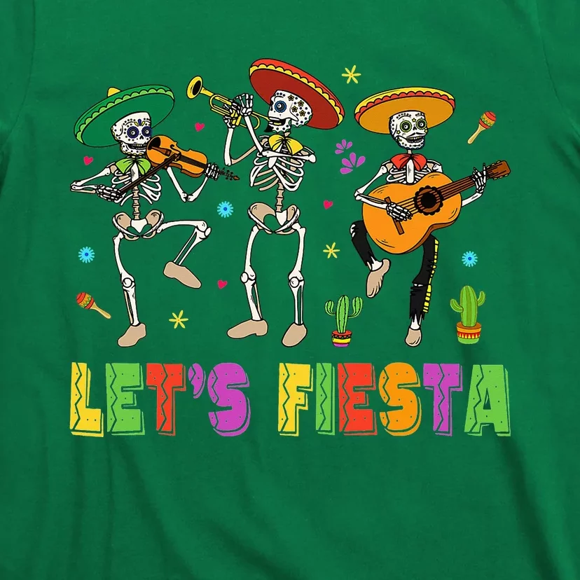 Let's Fiesta Sugar Skull Cinco De Mayo Skull Mexican Party T-Shirt