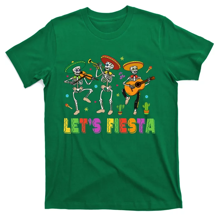 Let's Fiesta Sugar Skull Cinco De Mayo Skull Mexican Party T-Shirt