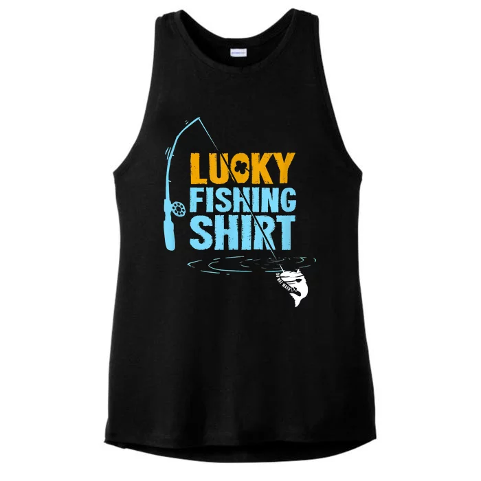 Lucky Fishing Shirt For A Fisherman Fishing Fishrod Fisherman Lucky Fishing Ladies Tri-Blend Wicking Tank