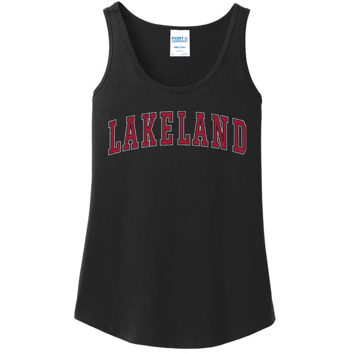 Lakeland Florida Souvenir Sport College Style Text Ladies Essential Tank