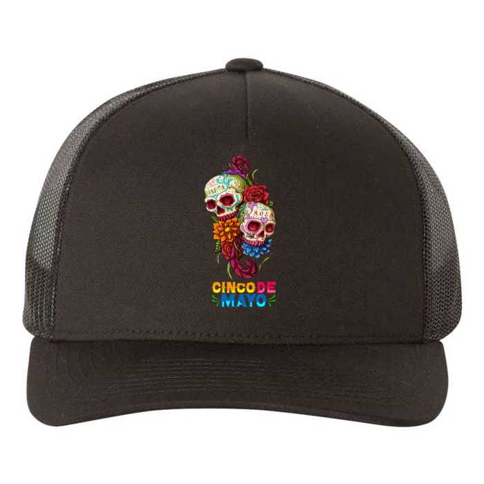 LetS Fiesta Sugar Skull Cinco De Mayo Skull Yupoong Adult 5-Panel Trucker Hat