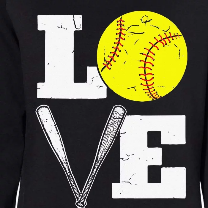 Love Funny Softball Player Womens California Wash Sweatshirt