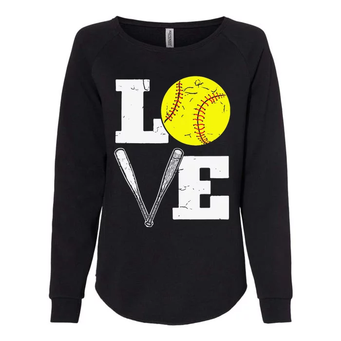 Love Funny Softball Player Womens California Wash Sweatshirt