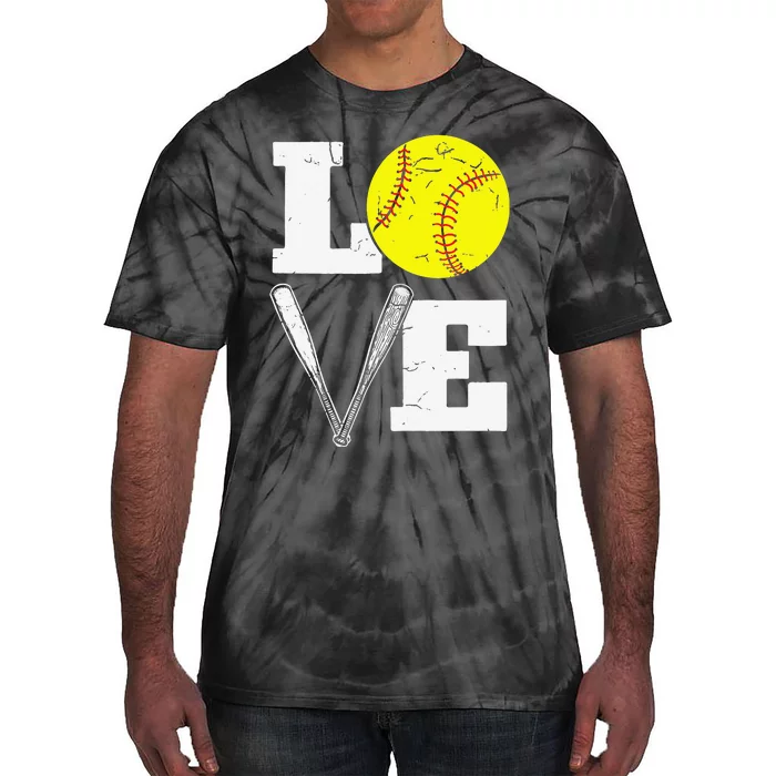 Love Funny Softball Player Tie-Dye T-Shirt