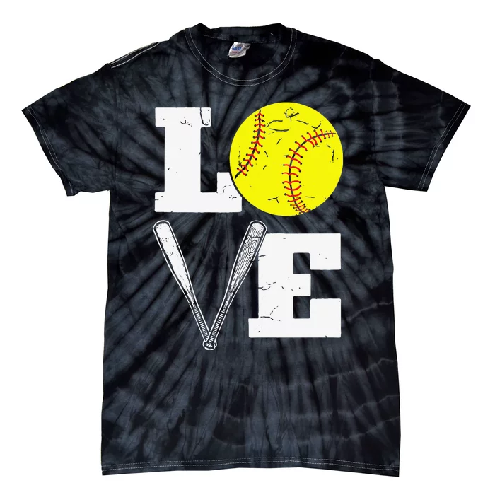 Love Funny Softball Player Tie-Dye T-Shirt