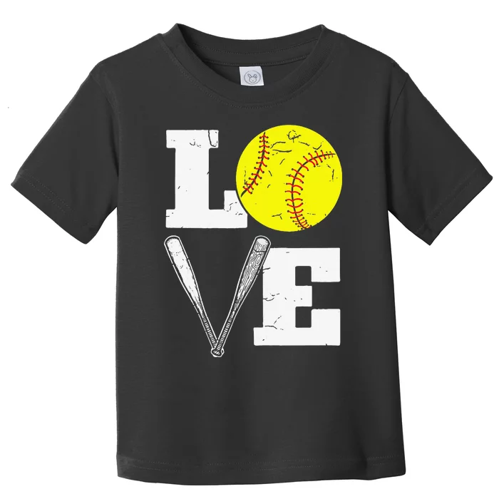 Love Funny Softball Player Toddler T-Shirt