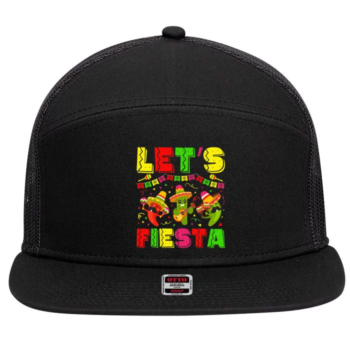 Lets Fiesta Squad 5 De Mayo Mexican Fiesta 7 Panel Mesh Trucker Snapback Hat