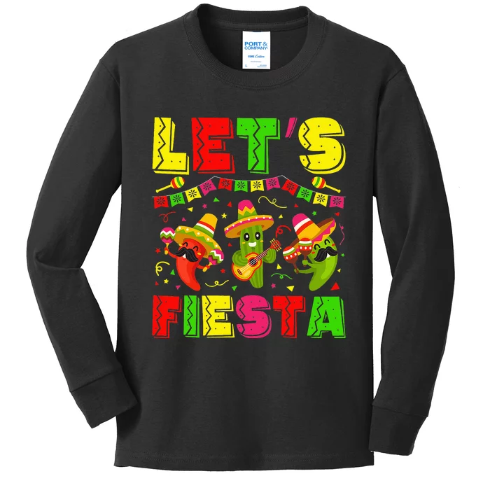 Lets Fiesta Squad 5 De Mayo Mexican Fiesta Kids Long Sleeve Shirt