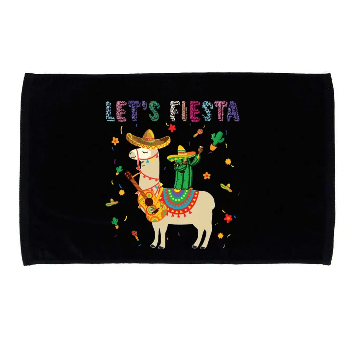 Lets Fiesta Sombrero Llamas Cactus Mexican Cinco De Mayo Microfiber Hand Towel