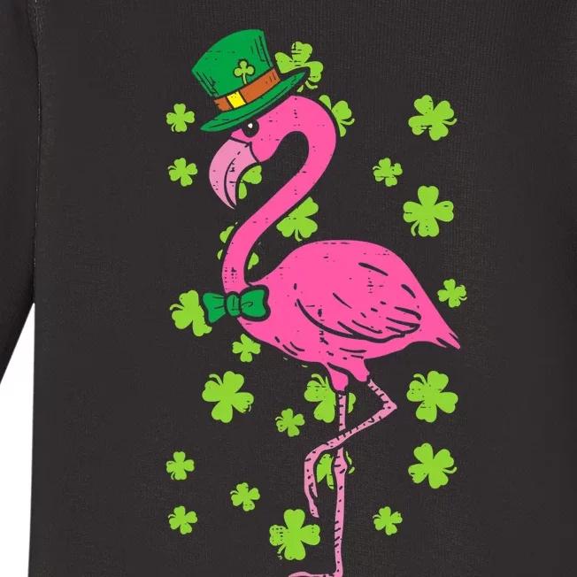 Leprechaun Flamingo Shamrock St Patricks Day Animal Gifts Baby Long Sleeve Bodysuit