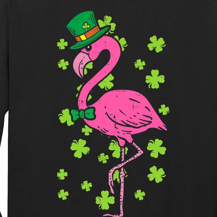 Leprechaun Flamingo Shamrock St Patricks Day Animal Gifts Tall Long Sleeve T-Shirt