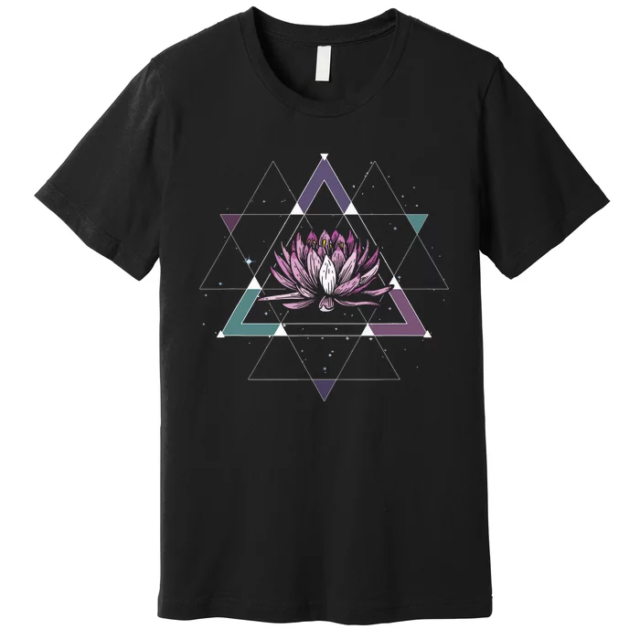 Lotus Flower Sacred Geometry Yoga Meditation Spiritual Zen Premium T-Shirt