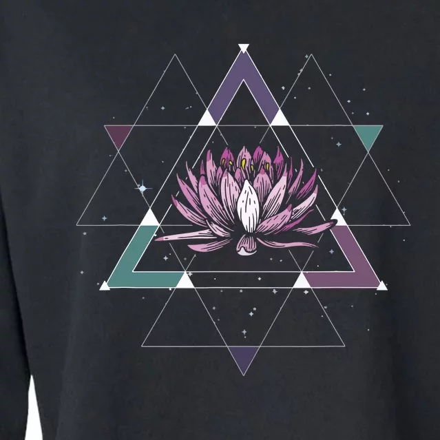 Lotus Flower Sacred Geometry Yoga Meditation Spiritual Zen Cropped Pullover Crew