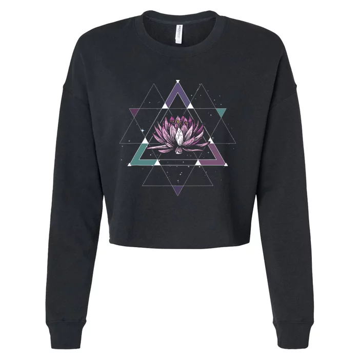 Lotus Flower Sacred Geometry Yoga Meditation Spiritual Zen Cropped Pullover Crew