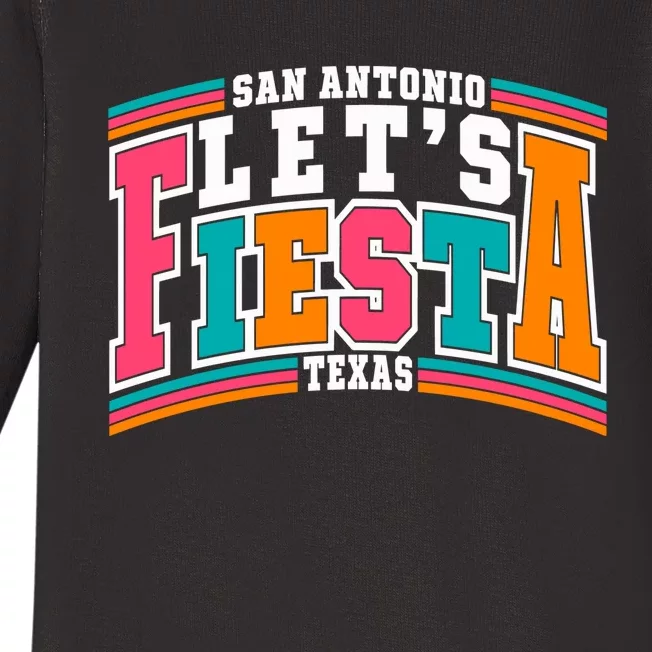 Lets Fiesta San Antonio Texas Mexican Party Baby Long Sleeve Bodysuit