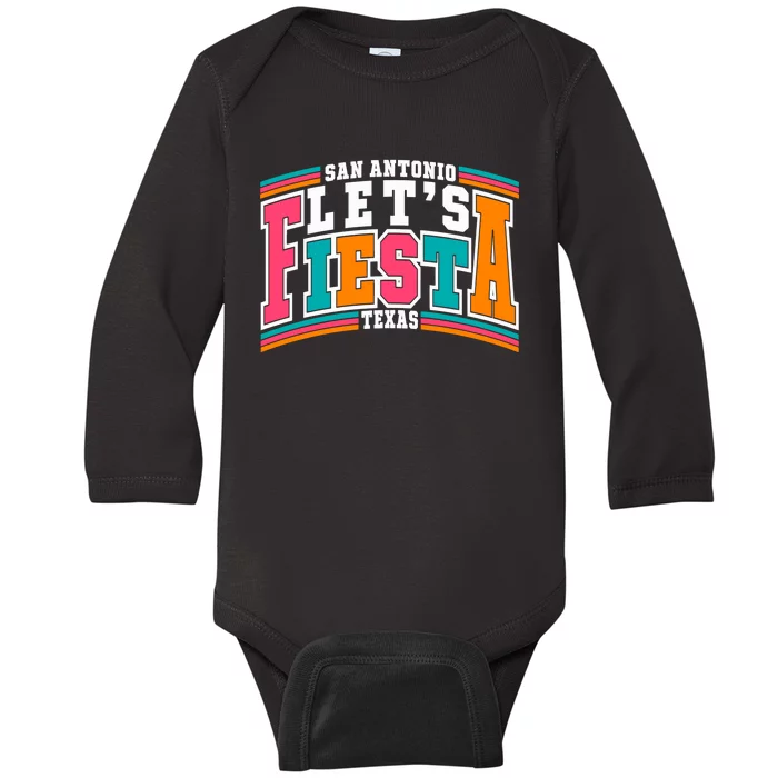 Lets Fiesta San Antonio Texas Mexican Party Baby Long Sleeve Bodysuit