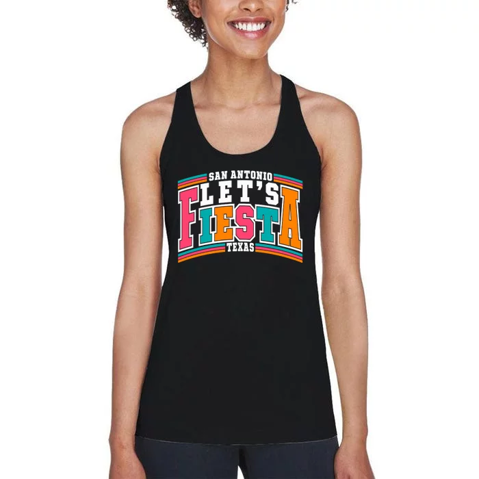 Lets Fiesta San Antonio Texas Mexican Party Women's Racerback Tank