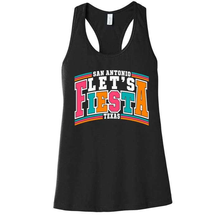 Lets Fiesta San Antonio Texas Mexican Party Women's Racerback Tank