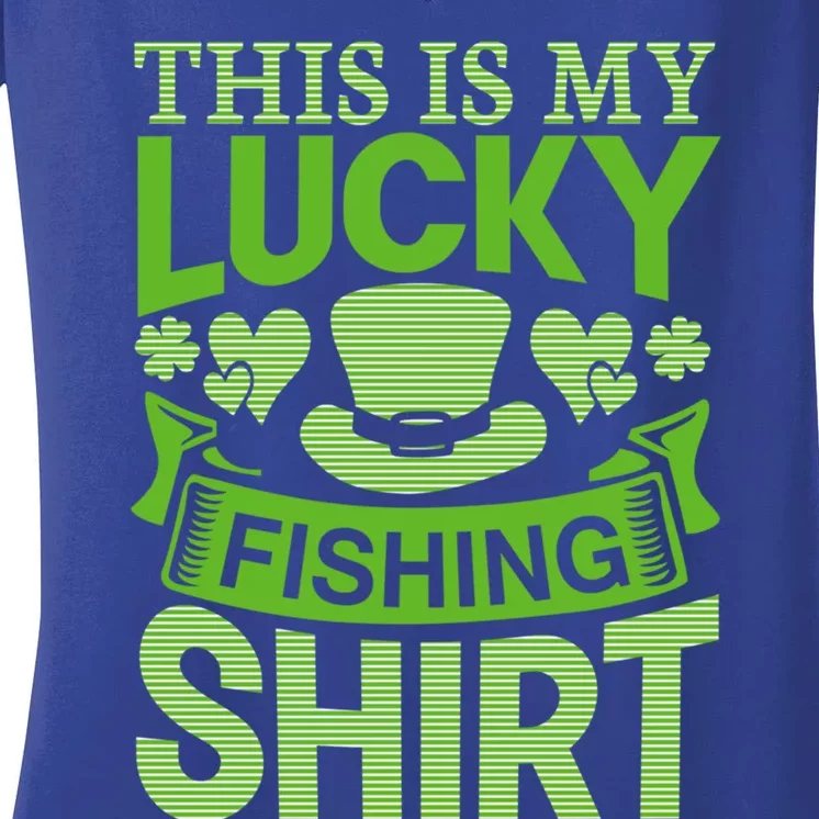 Lucky Fishing Saint Paddys Shamrock St Patricks Day Gift Women's V-Neck T-Shirt