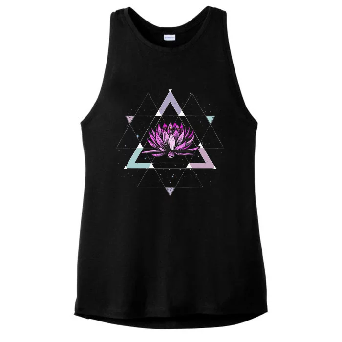 Lotus Flower Sacred Geometry Yoga Meditation Spiritual Zen Ladies Tri-Blend Wicking Tank