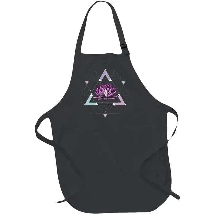 Lotus Flower Sacred Geometry Yoga Meditation Spiritual Zen Full-Length Apron With Pocket