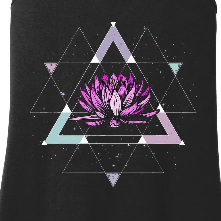 Lotus Flower Sacred Geometry Yoga Meditation Spiritual Zen Ladies Essential Tank