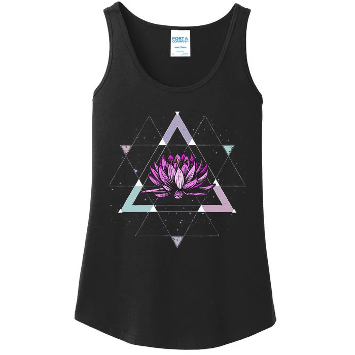 Lotus Flower Sacred Geometry Yoga Meditation Spiritual Zen Ladies Essential Tank