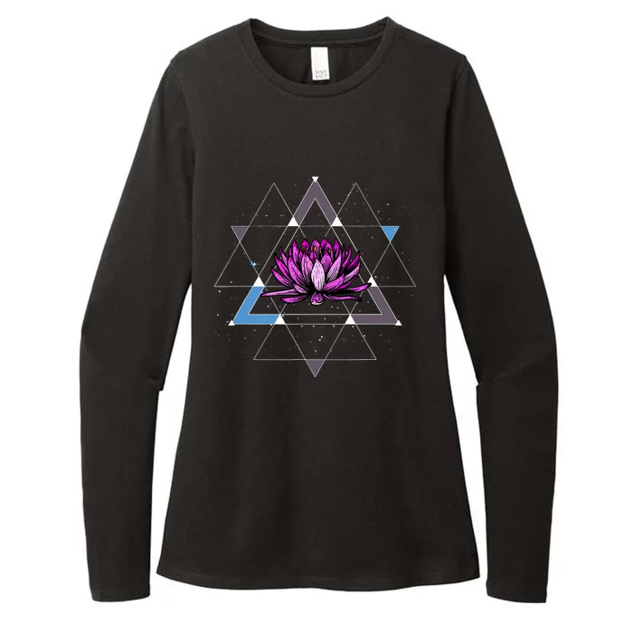 Lotus Flower Sacred Geometry Yoga Meditation Spiritual Zen Womens CVC Long Sleeve Shirt