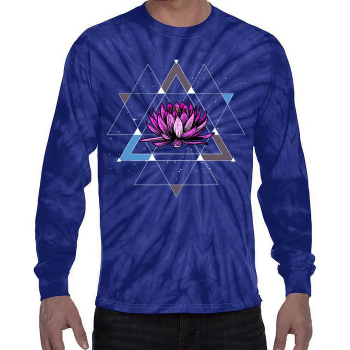 Lotus Flower Sacred Geometry Yoga Meditation Spiritual Zen Tie-Dye Long Sleeve Shirt