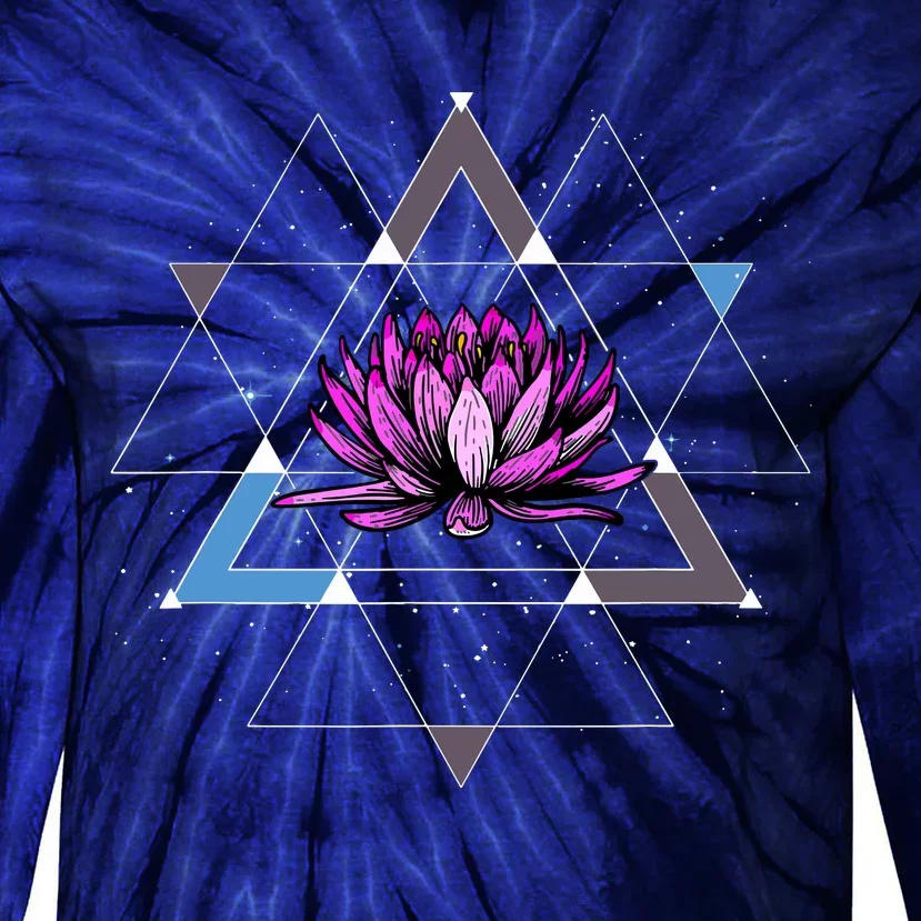 Lotus Flower Sacred Geometry Yoga Meditation Spiritual Zen Tie-Dye Long Sleeve Shirt