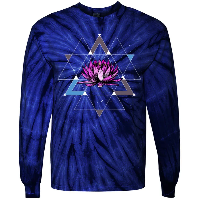 Lotus Flower Sacred Geometry Yoga Meditation Spiritual Zen Tie-Dye Long Sleeve Shirt