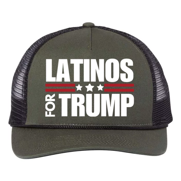 Latinos For Trump 2024 Patriot Conservative Republican Gift Retro Rope Trucker Hat Cap