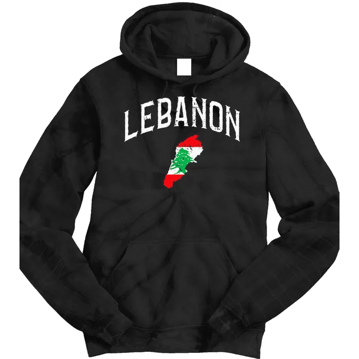 Lebanon Flag Throwback Sport Souvenir Tie Dye Hoodie