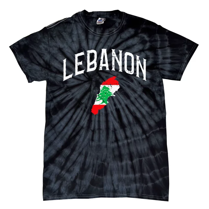 Lebanon Flag Throwback Sport Souvenir Tie-Dye T-Shirt