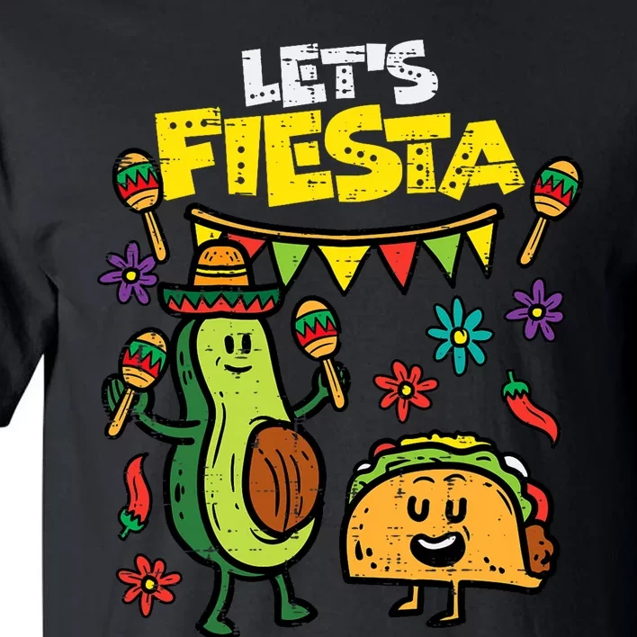 Lets Fiesta Taco Avocado Funny Cinco De Mayo Mexican Party Tall T-Shirt