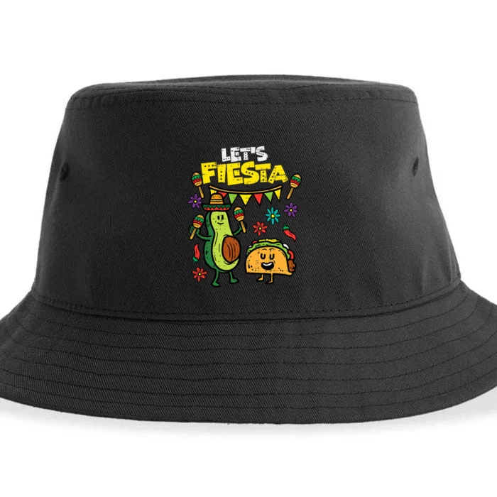 Lets Fiesta Taco Avocado Funny Cinco De Mayo Mexican Party Sustainable Bucket Hat