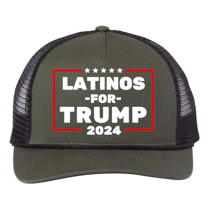 Latinos For Trump 2024 Usa Proud Latino Retro Rope Trucker Hat Cap