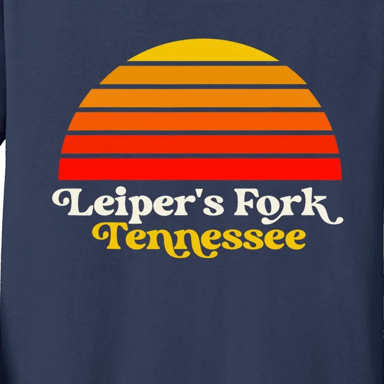 Leiper's Fork Tennessee Retro Sunset Nashville Kids Long Sleeve Shirt