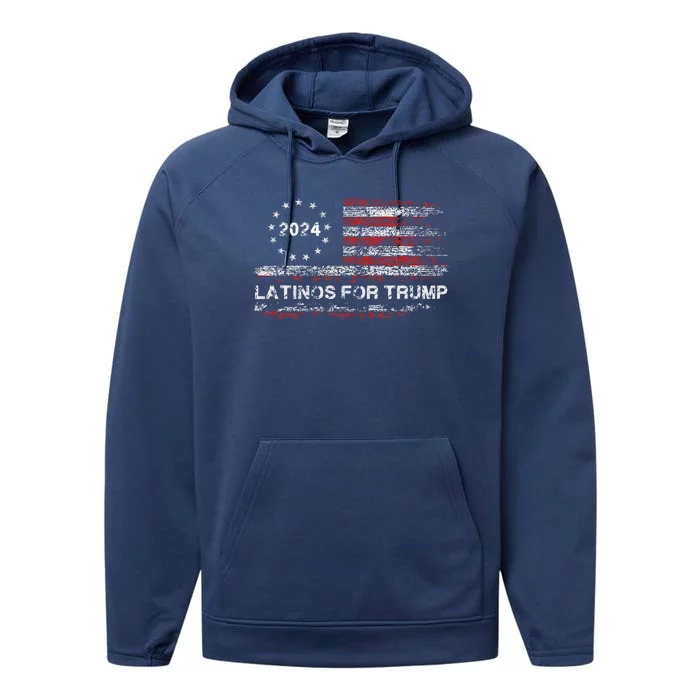 Latinos For Trump 2024 President Election Performance Fleece Hoodie