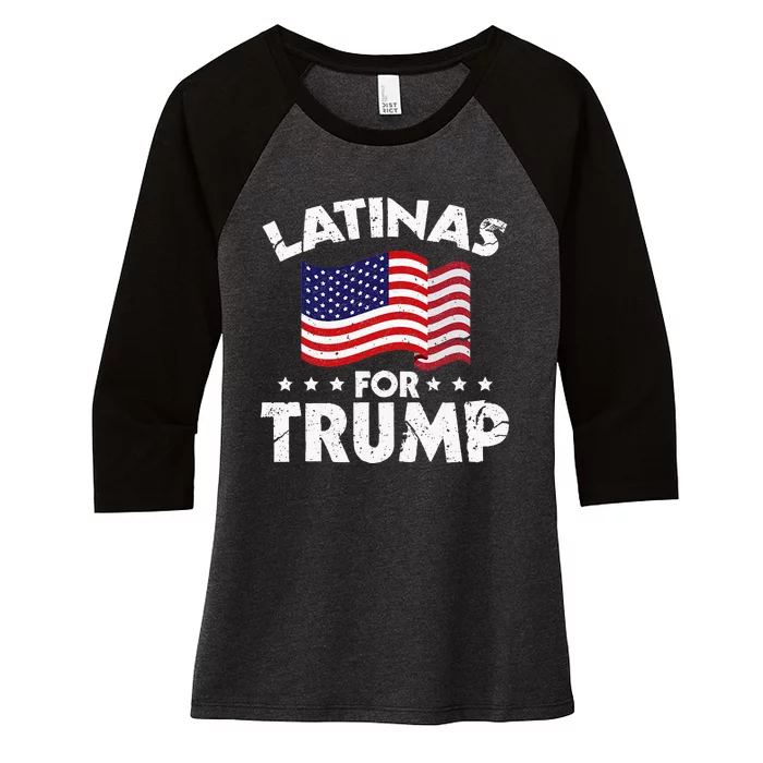 Latinas For Trump 2020 Reelect Donald Trump 45 Women's Tri-Blend 3/4-Sleeve Raglan Shirt