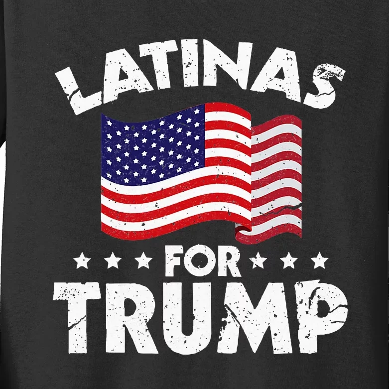 Latinas For Trump 2020 Reelect Donald Trump 45 Kids Long Sleeve Shirt