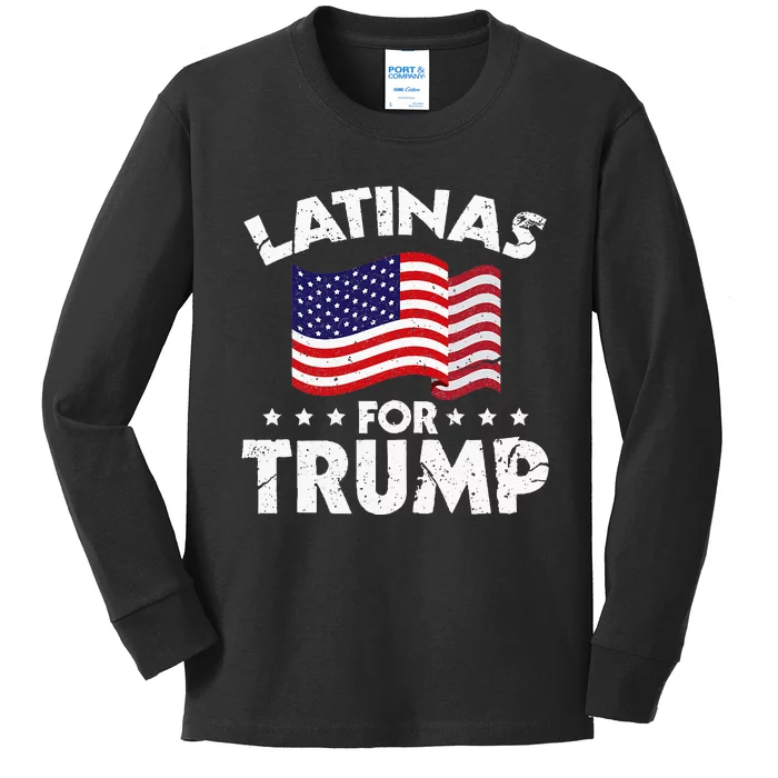 Latinas For Trump 2020 Reelect Donald Trump 45 Kids Long Sleeve Shirt