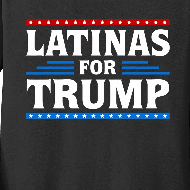 Latinas For Trump 2024 Election Vote Latina Women Republican Kids Long Sleeve Shirt