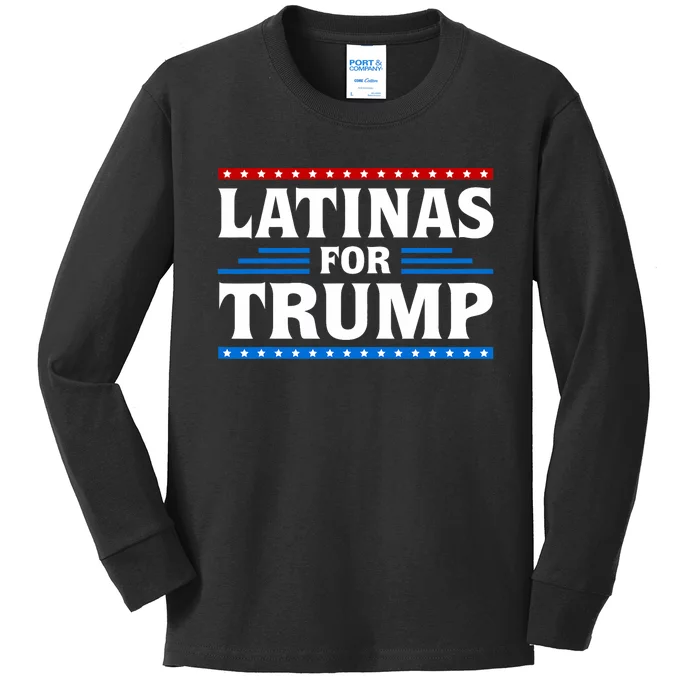 Latinas For Trump 2024 Election Vote Latina Women Republican Kids Long Sleeve Shirt