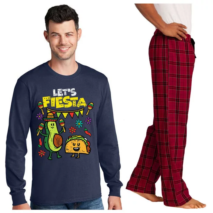 Lets Fiesta Taco Avocado Funny Cinco De Mayo Mexican Party Long Sleeve Pajama Set