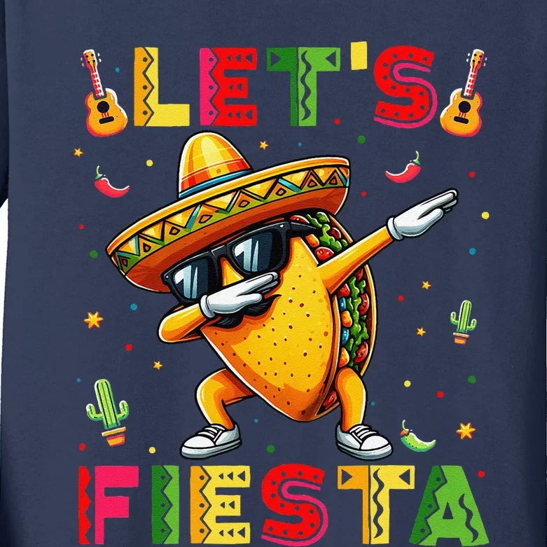 Lets Fiesta Taco Cinco De Mayo Mexican Party Kids Long Sleeve Shirt