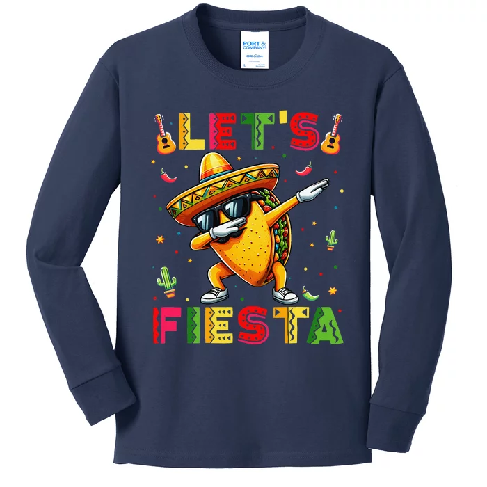 Lets Fiesta Taco Cinco De Mayo Mexican Party Kids Long Sleeve Shirt