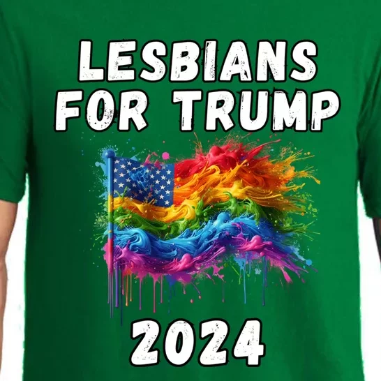 Lesbians For Trump 2024 Election Pride American Flag Lgbtq Great Gift Pajama Set