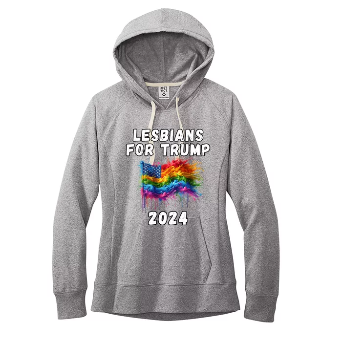 Lesbians For Trump 2024 Election Pride American Flag Lgbtq Great Gift Women's Fleece Hoodie