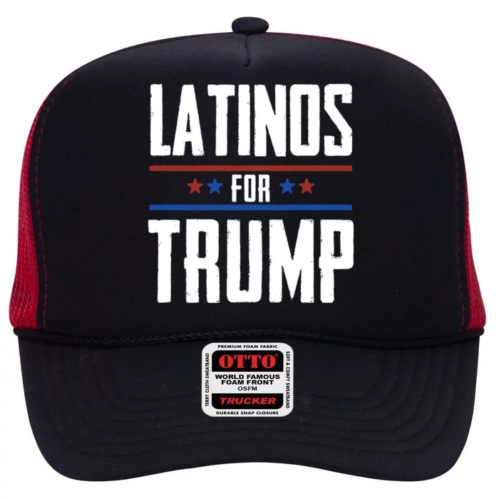 Latinos For Trump 2024 High Crown Mesh Trucker Hat